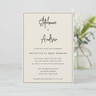 Ivory Cream Modern Simple Wedding Invitation