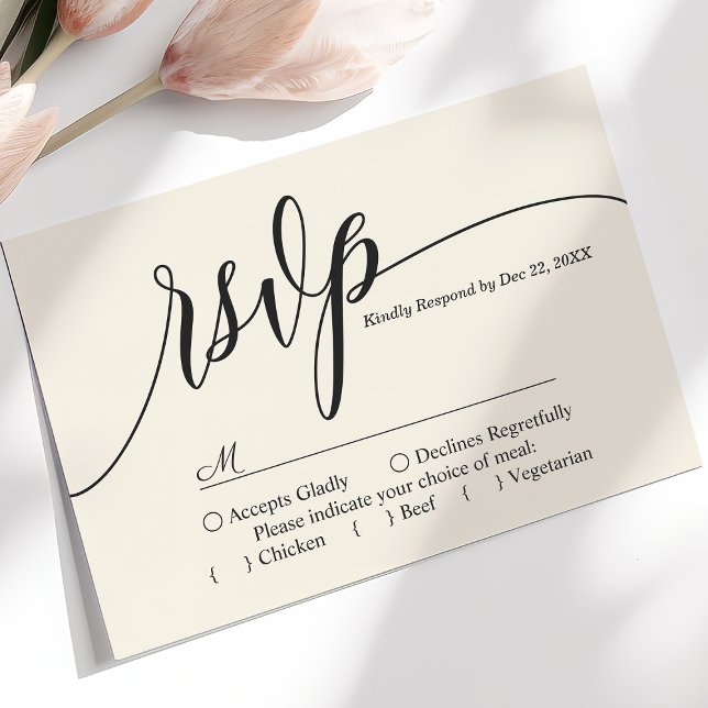 Ivory Cream Simple Script Wedding RSVP Card (Creator Uploaded)