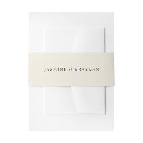 Ivory Cream Simple Wedding Invitation Belly Band