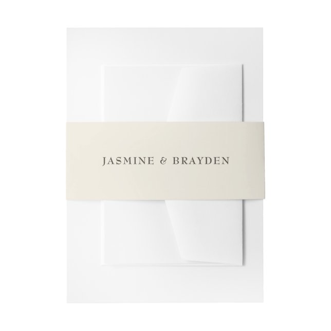 Ivory Cream Simple Wedding Invitation Belly Band (Front Example)