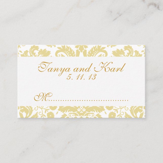 Ivory Cream Vintage Damask Wedding Place Cards (Front)