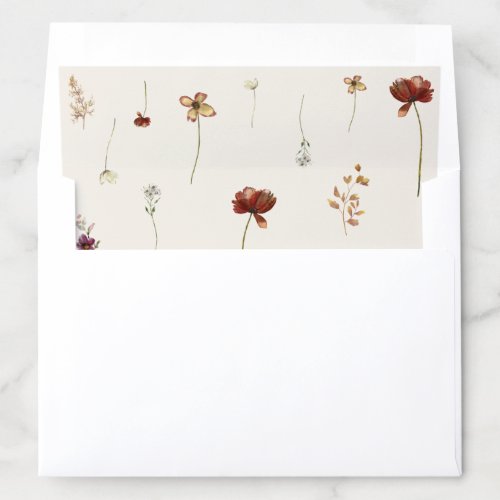Ivory Cream Wildflowers Fall Autumn Wedding   Envelope Liner