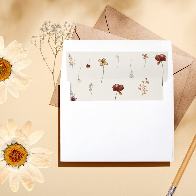 Ivory Cream Wildflowers Fall Autumn Wedding   Envelope Liner (Creator Uploaded)