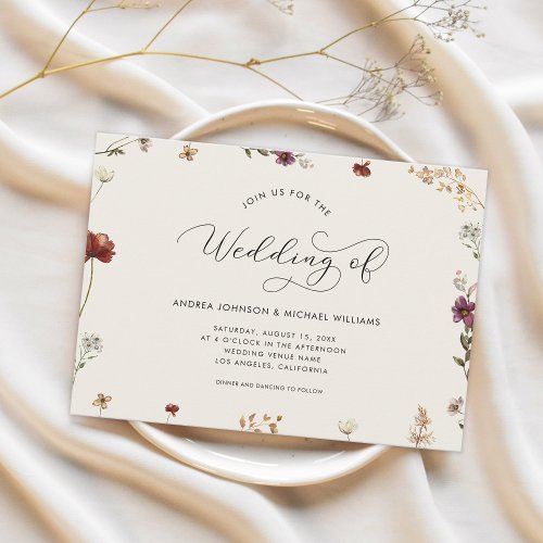 Ivory Cream Wildflowers the Wedding Of Invitation 