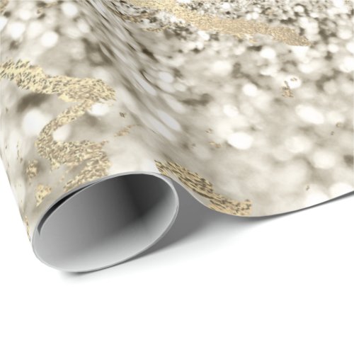 Ivory Creamy Foxier Gold Marble Shiny Metallic Wrapping Paper