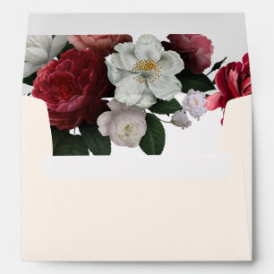 Ivory crimson red maroon roses Fall Wedding Envelope