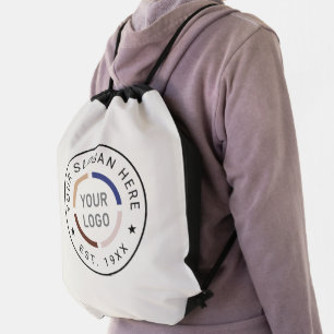 Ivory custom Logo branded promotional Drawstring B Bag