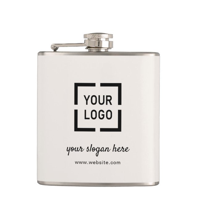 Ivory Custom Logo branded promotional Flask (Front)