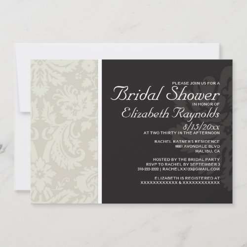 Ivory Damask Bridal Shower Invitations