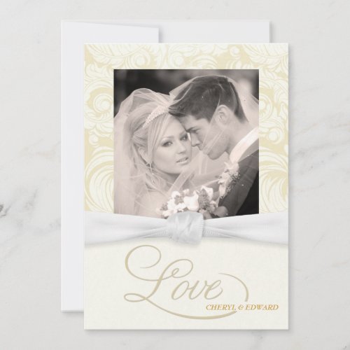 Ivory Damask - Elegant Photo Wedding Invitations