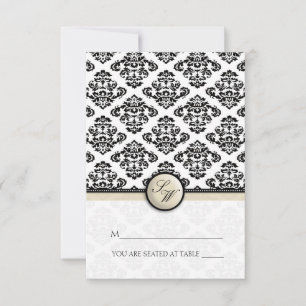Ivory Damask Folding Tent Place Card