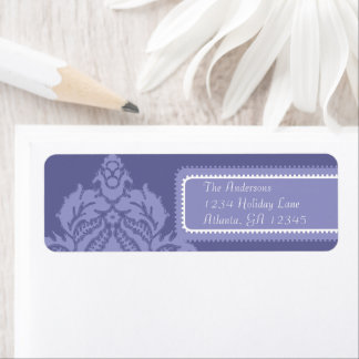 Ivory Damask Lilac Eggplant Label