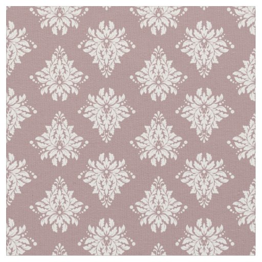 Ivory Damask on Dark Brownish Pink Fabric