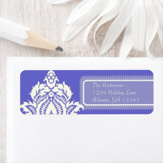 Ivory Damask On Lilac Label (Insitu)