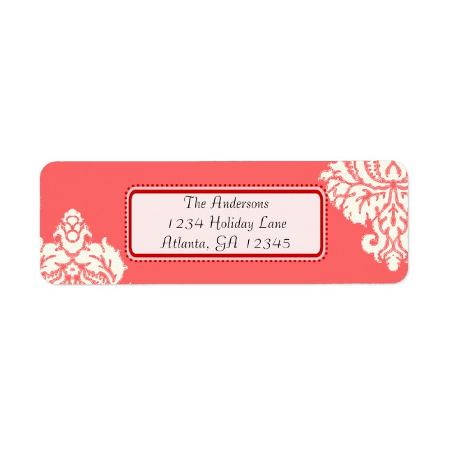 Ivory Damask On Pink with Red Label (Front)