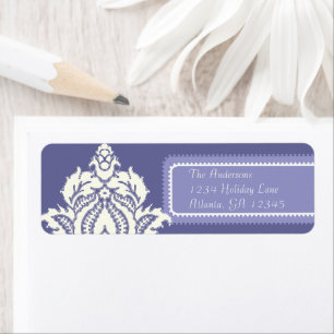 Ivory Damask Periwinkle Purple Label