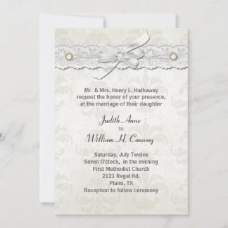 Ivory Damask Wedding Invitation