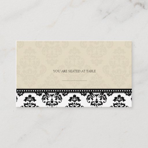 Customizable Ivory Damask Wedding Placecards Business Card Templates