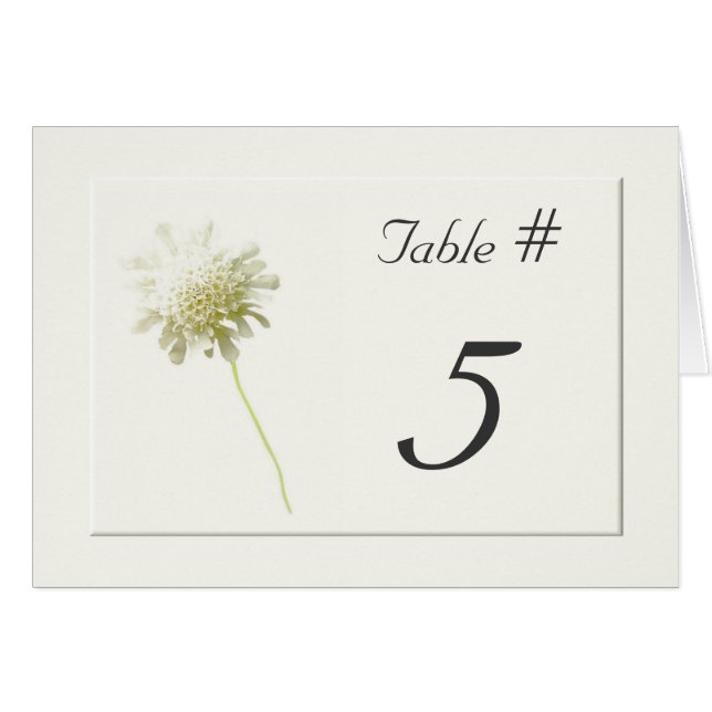 Ivory Dandelion Floral Wedding Table Numbers (Front Horizontal)