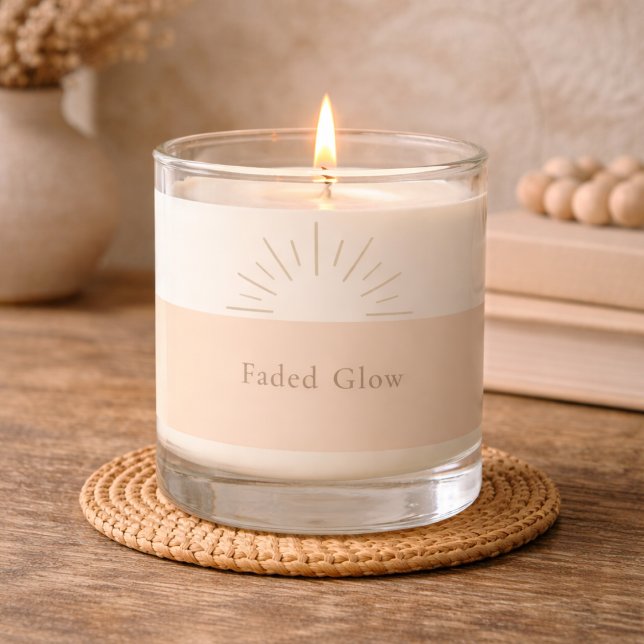 Ivory Dawn Rays Scented Jar Candle (Ivory to sandy cream gradient with subtle sunray detail for refined home decor)