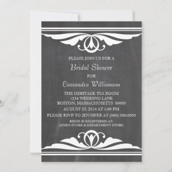 Ivory Deco Chalkboard Bridal Shower Invite by Dynamic_Weddings at Zazzle