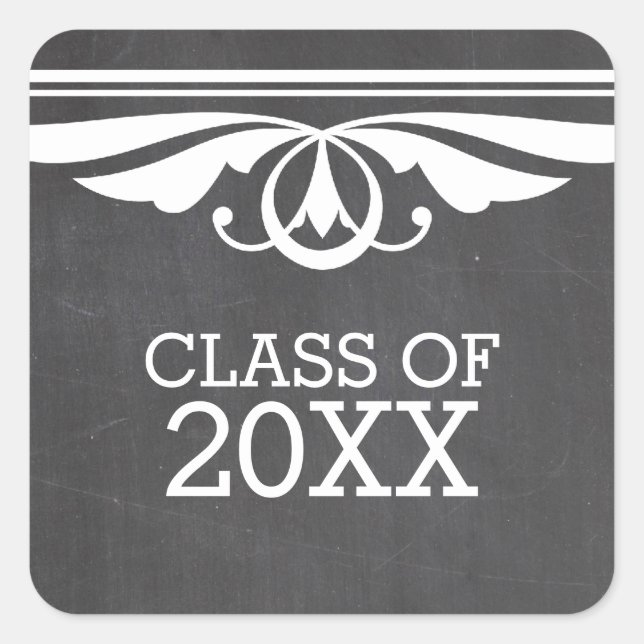 Ivory Deco Chalkboard Graduation Stickers (Front)