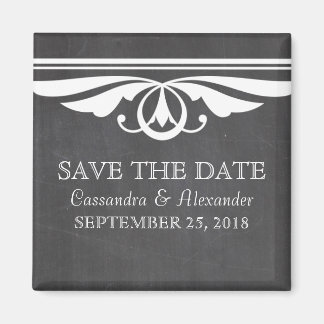 Ivory Deco Chalkboard Save the Date Magnet