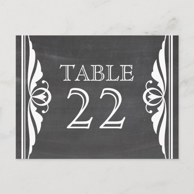 Ivory Deco Chalkboard Table Number Postcard (Front)