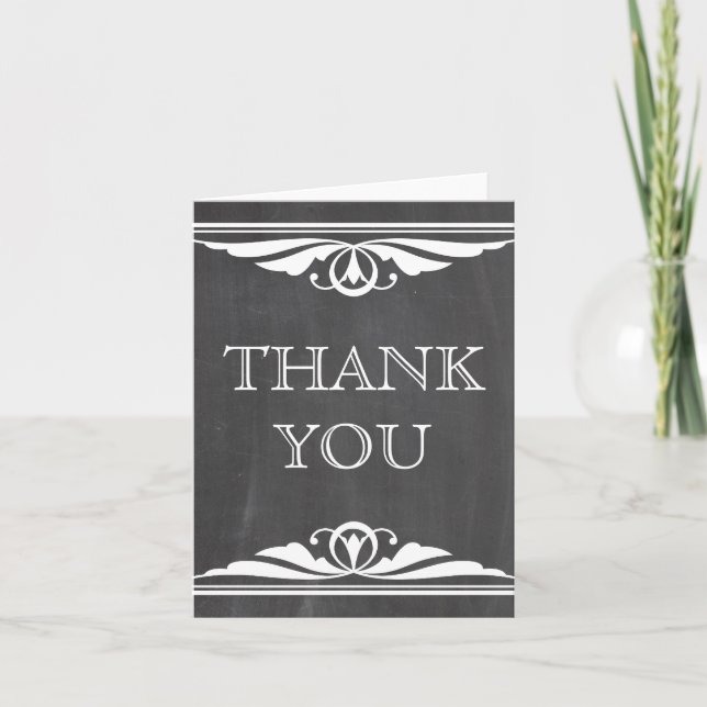 Ivory Deco Chalkboard Thank You Card (Front)