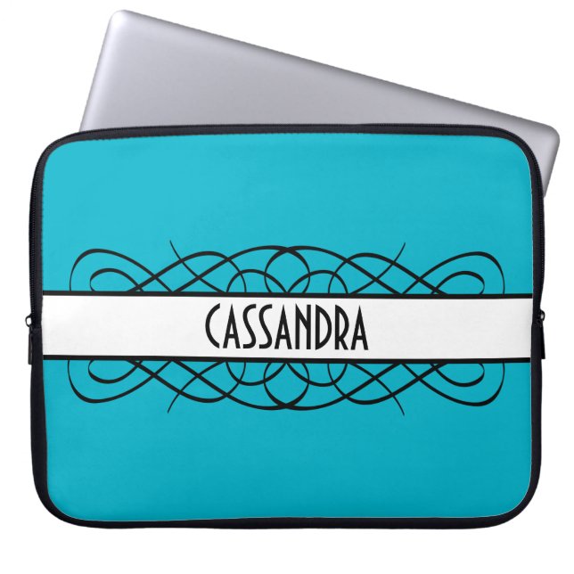 Ivory Deco Flourish Laptop Sleeve (Front)