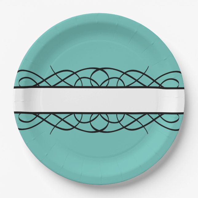 Ivory Deco Flourish Paper Plates (Front)