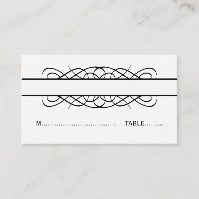 Ivory Deco Flourish Place Card (Front)