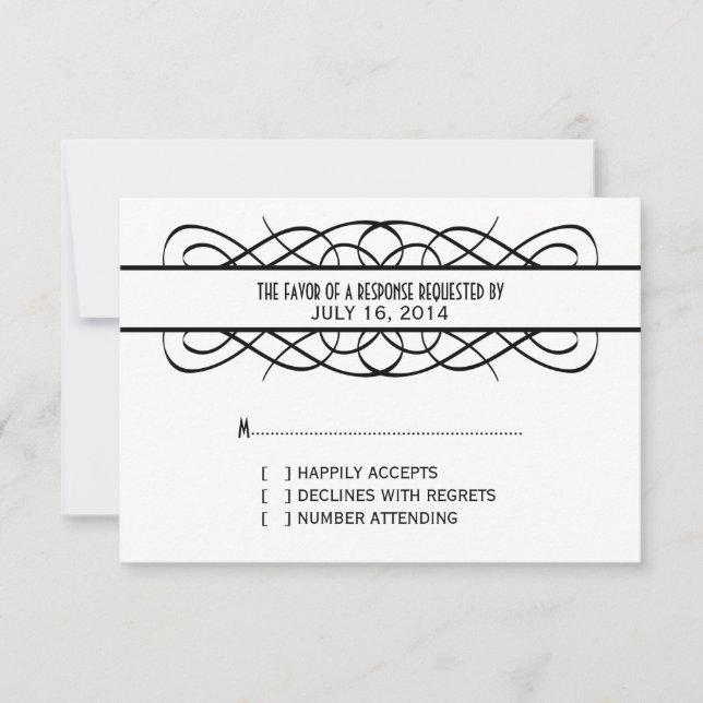 Ivory Deco Flourish Response Card (Front)