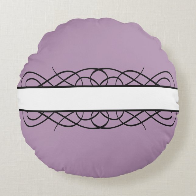 Ivory Deco Flourish Round Pillow (Front)