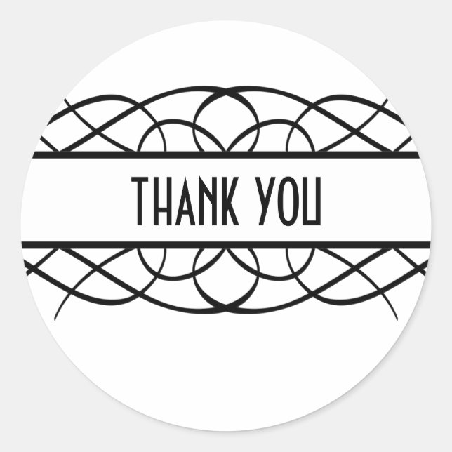Ivory Deco Flourish Thank You Stickers (Front)