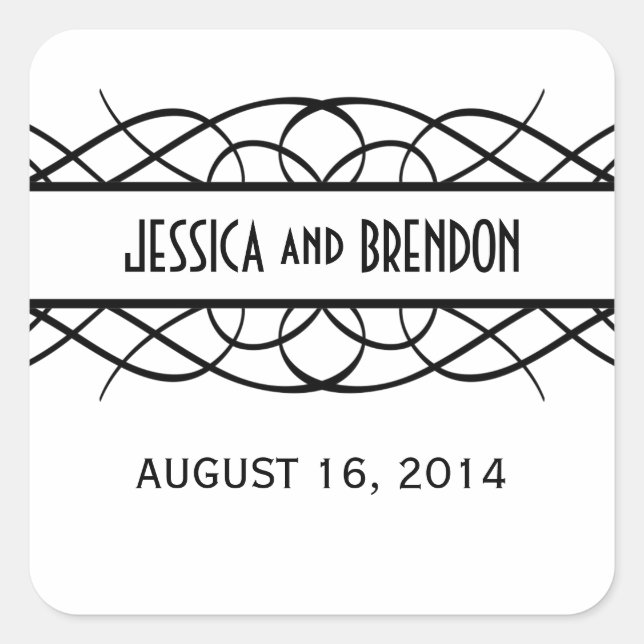 Ivory Deco Flourish Wedding Stickers (Front)