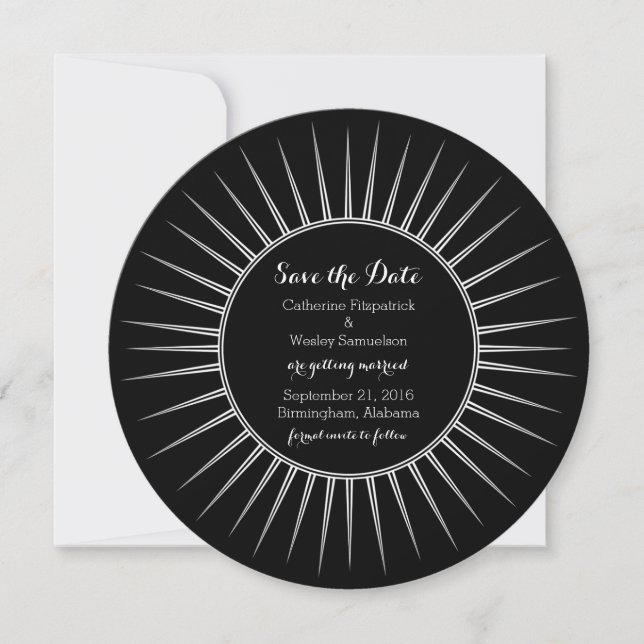 Ivory Deco Retro Save the Date Invite (Front)