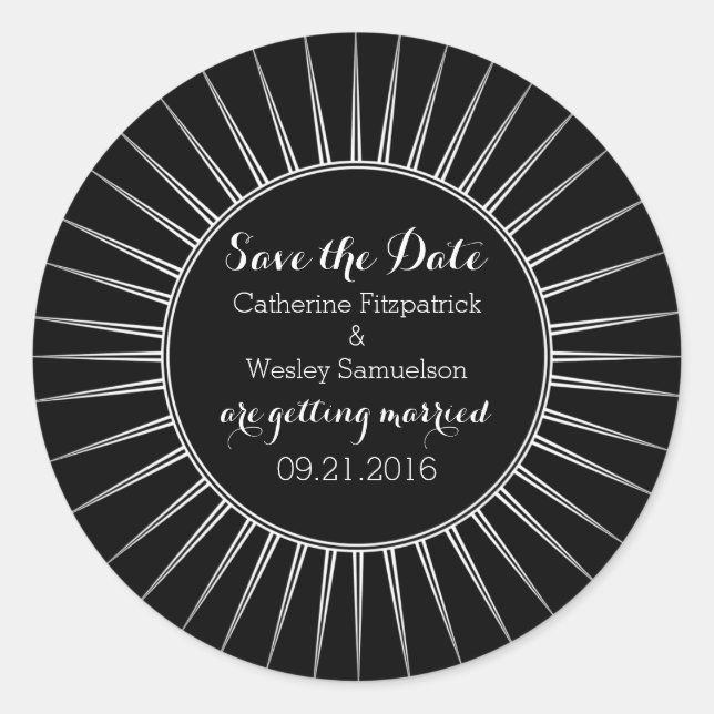 Ivory Deco Retro Save the Date Stickers (Front)