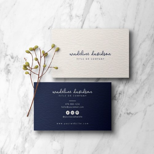 Ivory Denim Blue  Modern Minimal Business Card