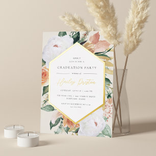 Ivory Desert Floral Graduation Party Foil Invitation