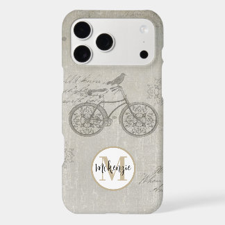 Ivory Distressed Vintage Damask Monogram iPhone 17 Pro Max Case