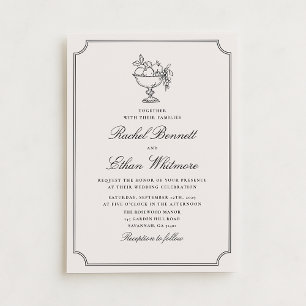 Ivory Double Frame Fruit Bowl Wedding Invitation