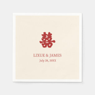 Ivory Double Happiness Chinese calligraphy asian Napkins
