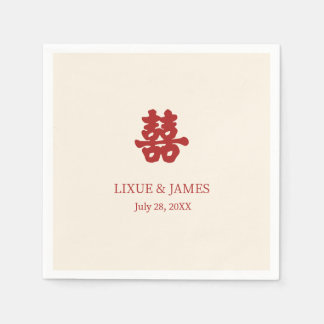 Ivory Double Happiness Chinese calligraphy asian Napkins