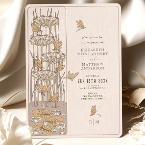 Ivory Dragonfly Belle Epoque Art Nouveau Wedding Invitation