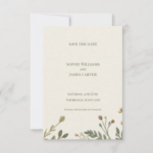 Ivory Dried Botanical Sprig Minimal Wedding Save The Date