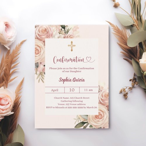Ivory dusty rose florals Confirmation