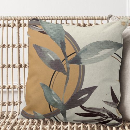 Ivory Earthy Artistic Abstract Watercolor Throw Pillow