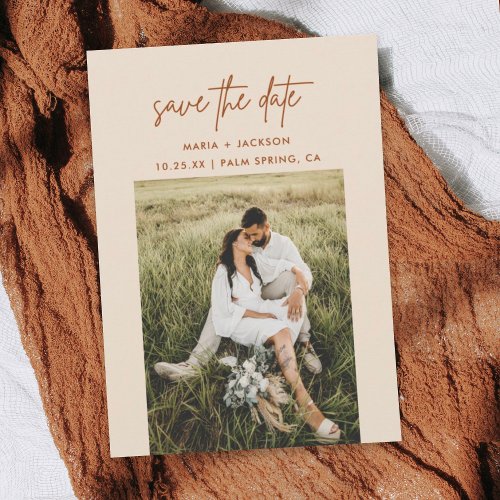 Ivory Earthy Tone Photo Save The Dates Cards