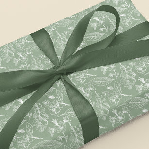 Sage Green White Stripes Pattern Wrapping Paper | Zazzle
